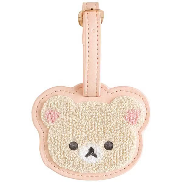 Étiquette de bagage Rilakkuma en PU, mignonne, brodée, pour voyage, durable, anti-perte, étiquette d