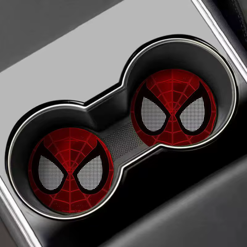 Sous-verre de voiture Kawaii Marvel Spider-Man, tapis antidérapant pour tasse d'eau, décoration de v