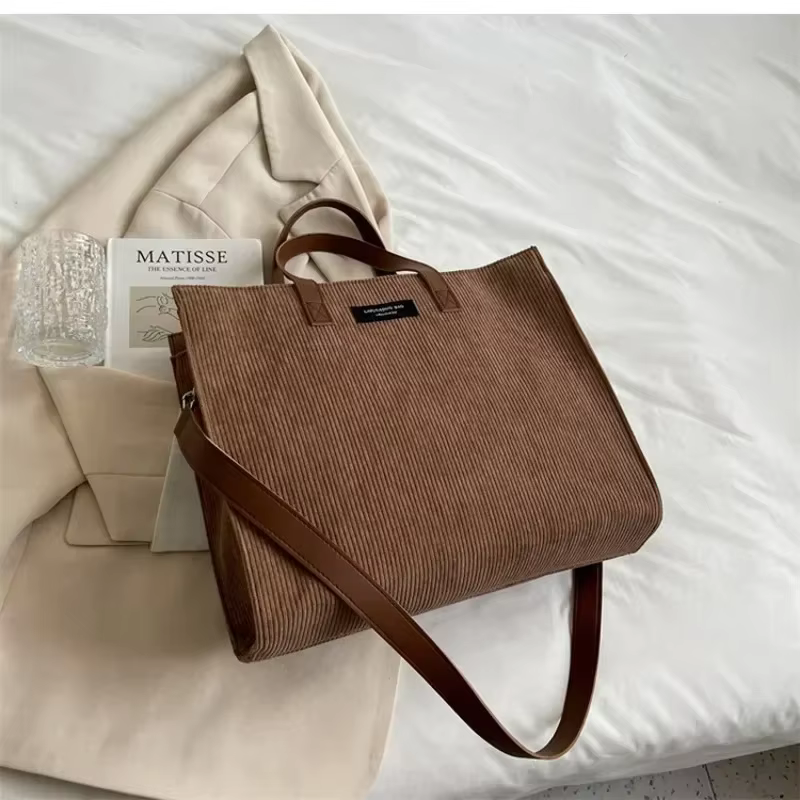 Sacs à main pour femmes, sacoche en velours côtelé, fourre-tout pour dames, sac à bandoulière pour f
