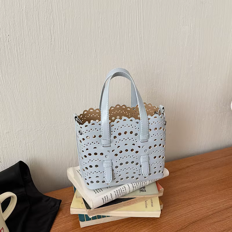 Nouveau Sac Seau Évidé 2026 pour Femme – Petit Sac Bandoulière Élégant Blanc pour Extérieur – Sac Se