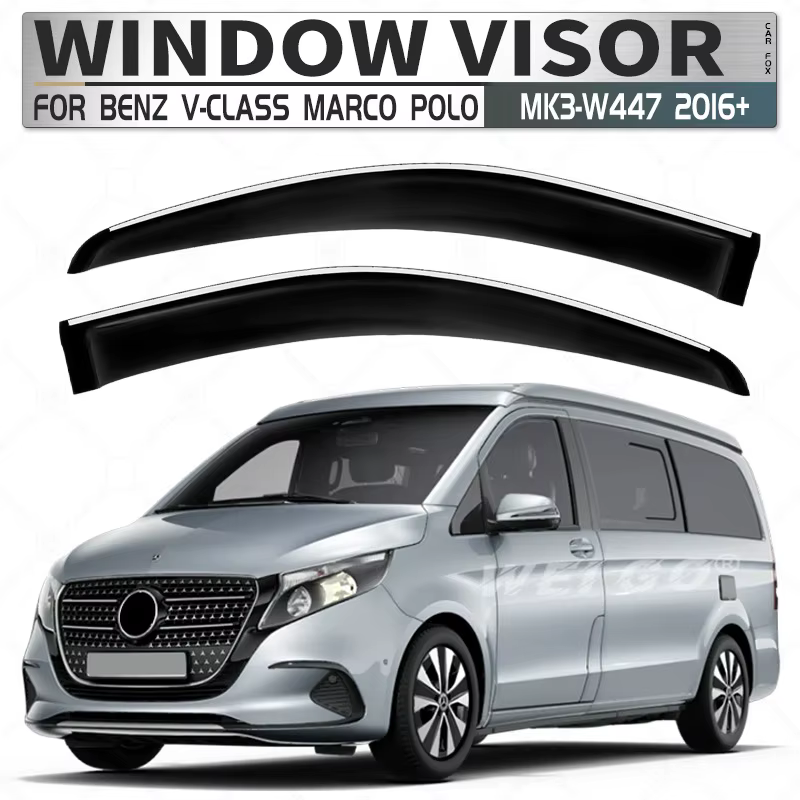 Visière de fenêtre de voiture, 2 pièces, pour BENZ V-CLASS Marco Polo 2016 +, auvent, abri de pare-b