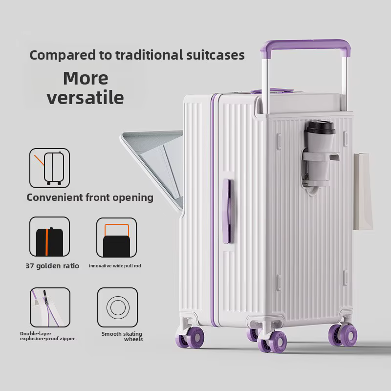 Valise unisexe grande capacité 20 pouces, durable, modèle 2025, poignée large, ouverture frontale, s