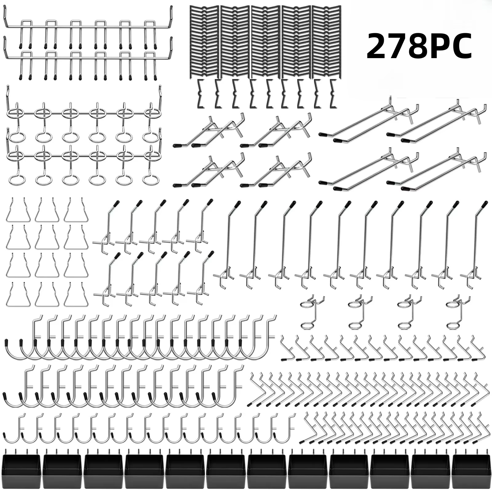 Ensemble d'accessoires pour panneaux perforés, 278 pièces, crochets pour organiser divers outils