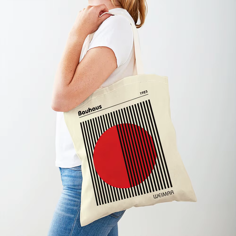 Bauhaus minimaliste femmes sacs à provisions Double impression décontracté toile sac à bandoulière p