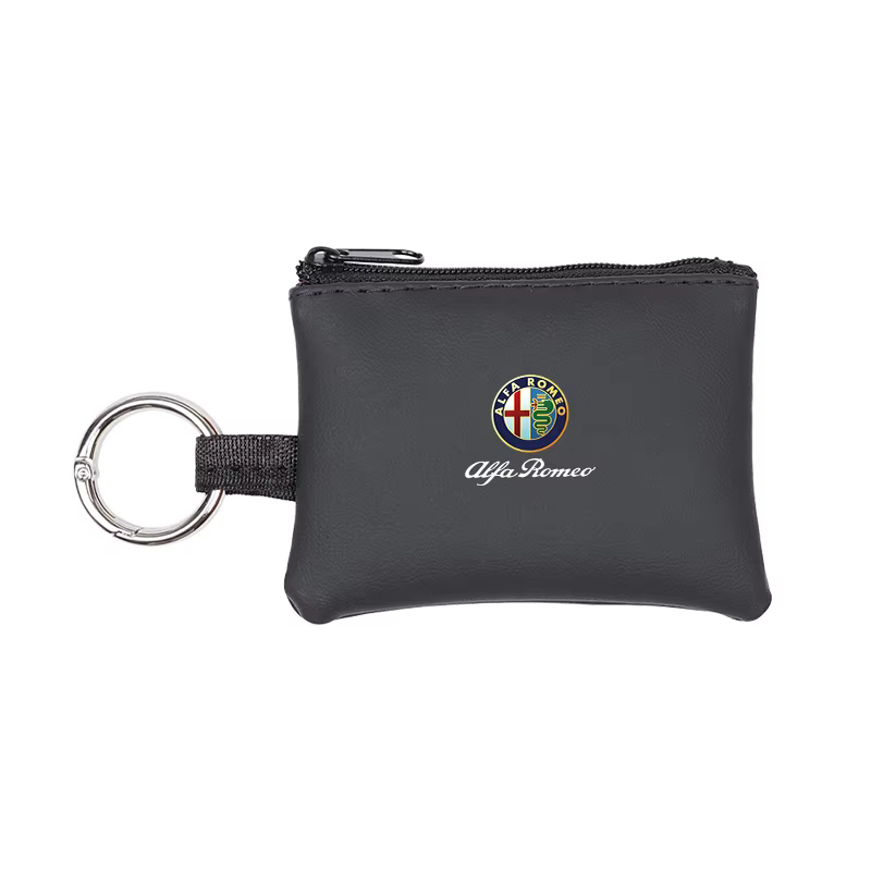 Porte-clés de voiture en cuir, Mini mallette de rangement pour cartes de monnaie, pour Alfa Romeo 14