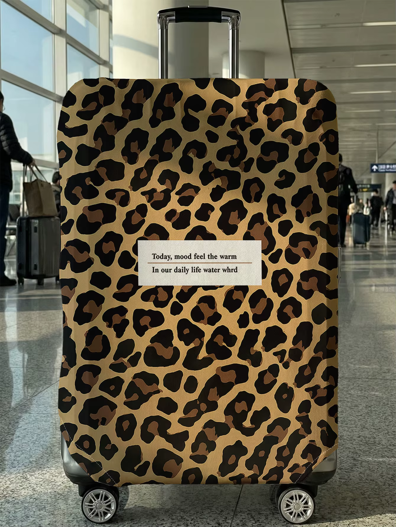 Housse de bagage classique à imprimé léopard avec slogan anglais, adaptée aux bagages de 18 à 32 pou