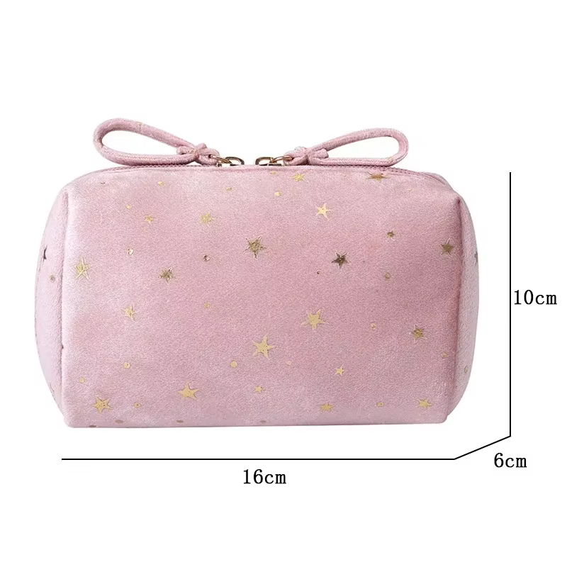 Petit sac à cosmétiques de voyage Portable, sac de rangement de cosmétiques en flanelle, sac à cosmé