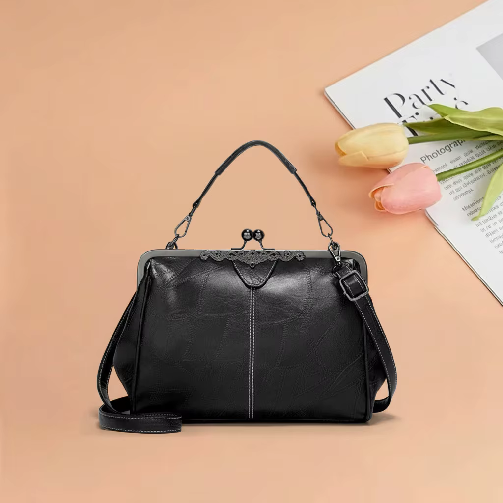 Nouveau Sac à Main Femme 2025 – Sac Bandoulière Rétro Britannique Grande Capacité en Cuir Huilé Soup