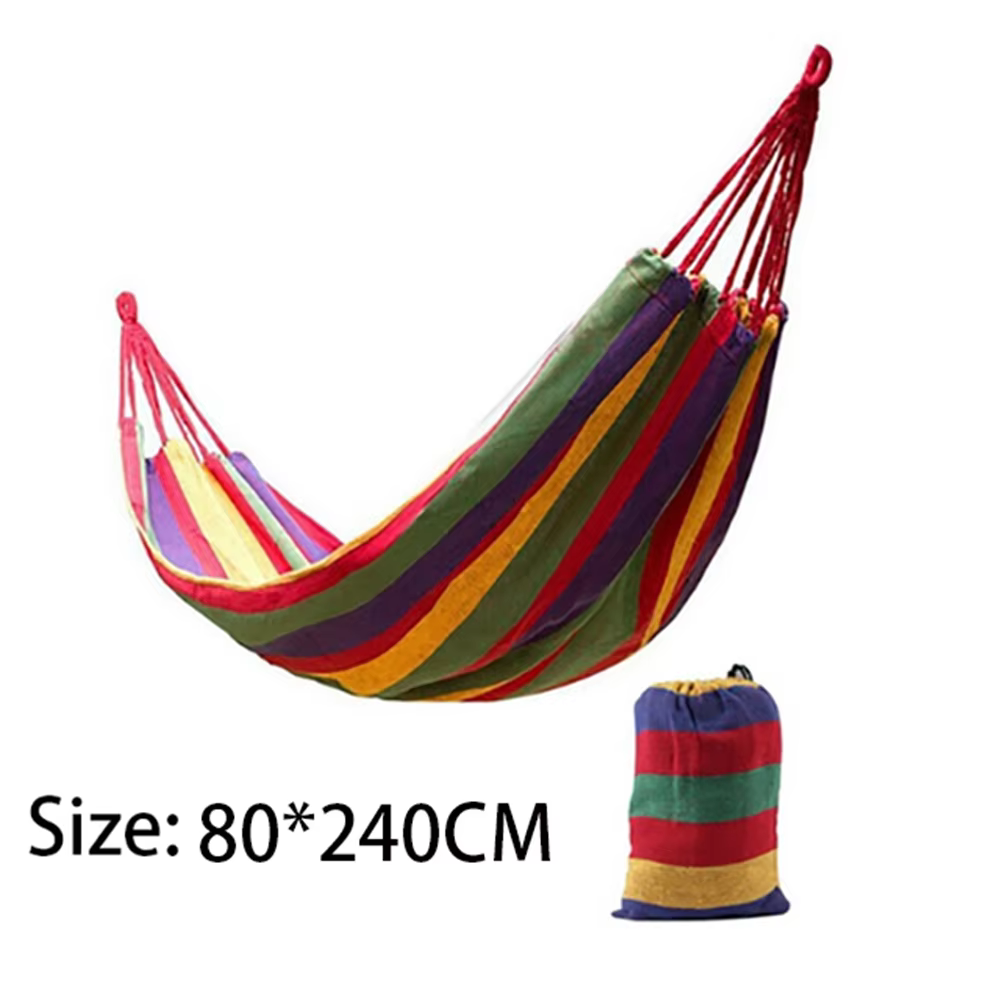 Hamac Double en Toile de Coton avec Sangles d'Arbre, 2 Mortes, pour Jardin Extérieur et Nik( Rouge, 