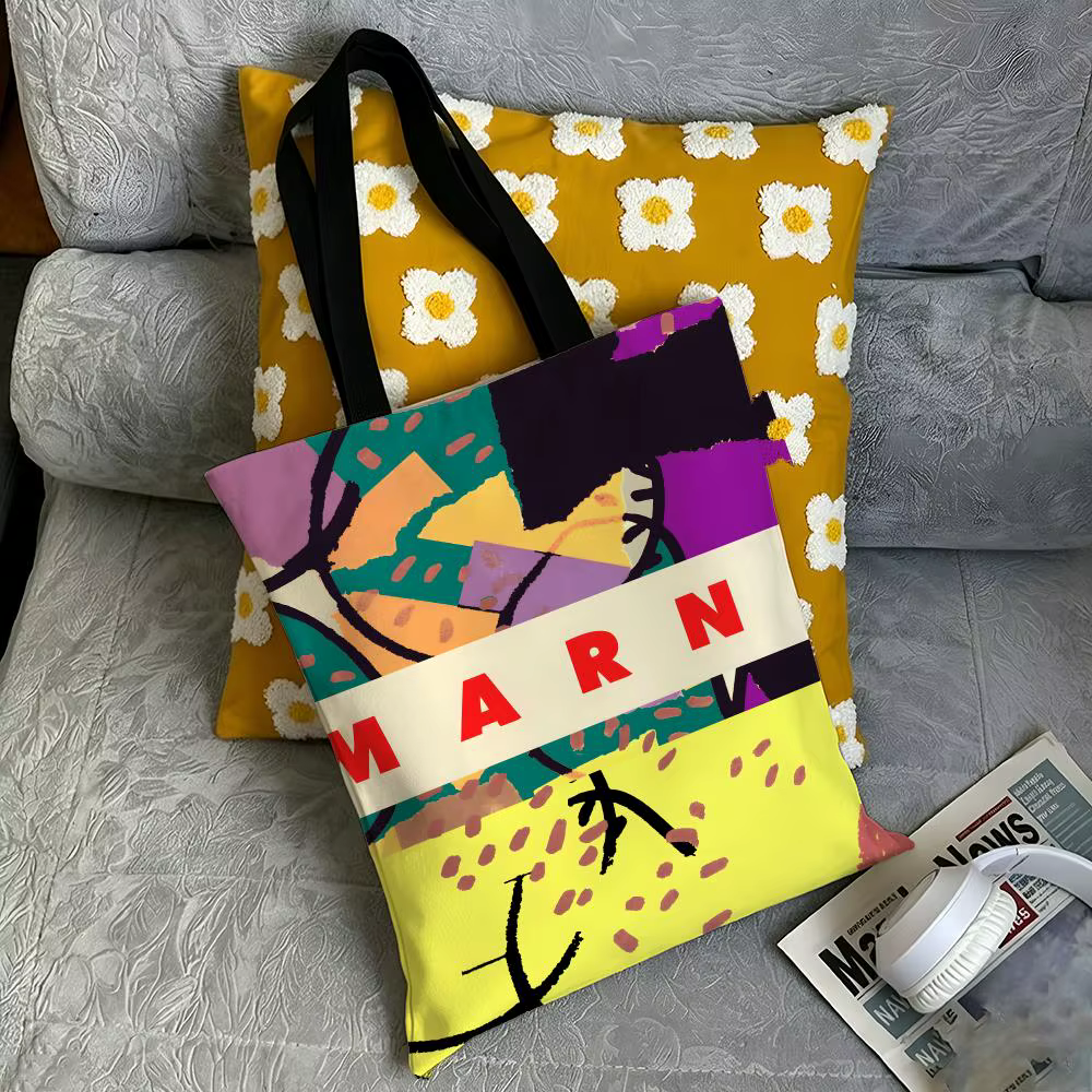 Sacs de rangement de marque M-MARNI, sac fourre-tout pliable en toile, sac de shopping réutilisable 