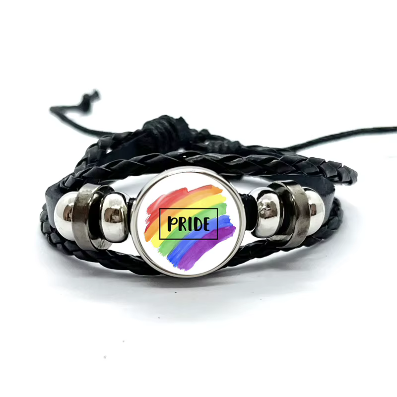 Bracelet en cuir arc-en-ciel Pride Gay Feel, bracelet en cuir Gay, lesbienne, bisexuel, transgenre, 