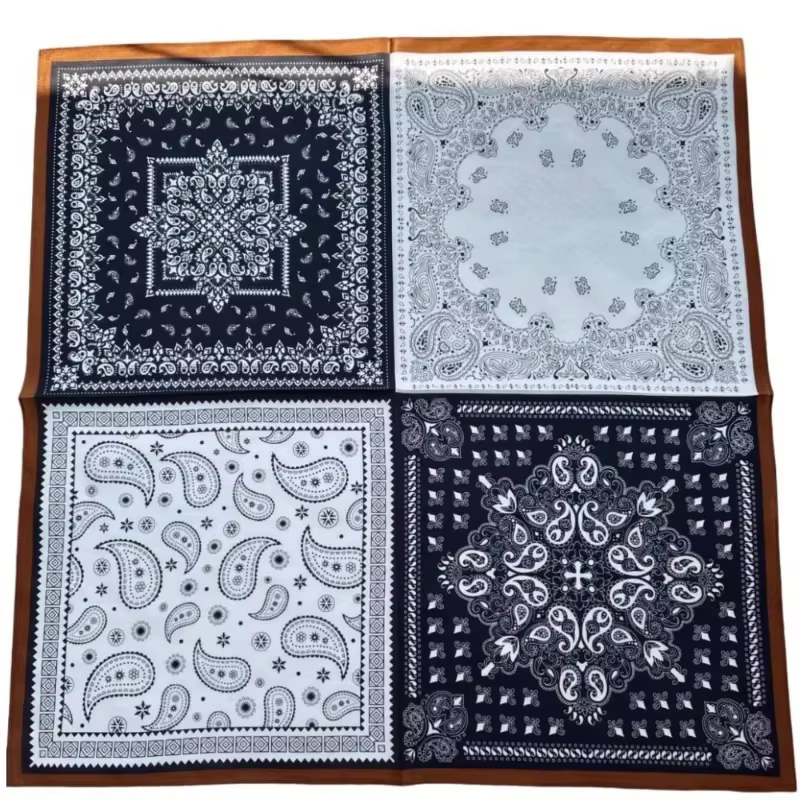 Foulard carré de luxe 100% Soie de Mûrier 70cm, imprimé Paisley rétro à quatre motifs, pour le cou, 