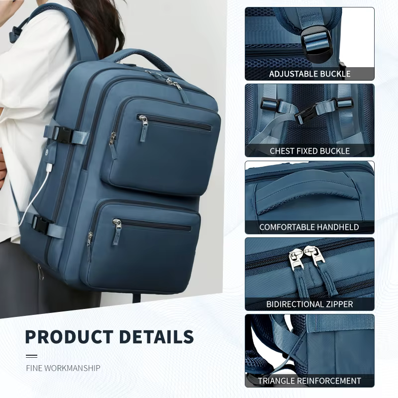 Grand sac à dos de voyage pour femmes et hommes, sac de cabine multifonctionnel pour avion, étanche,
