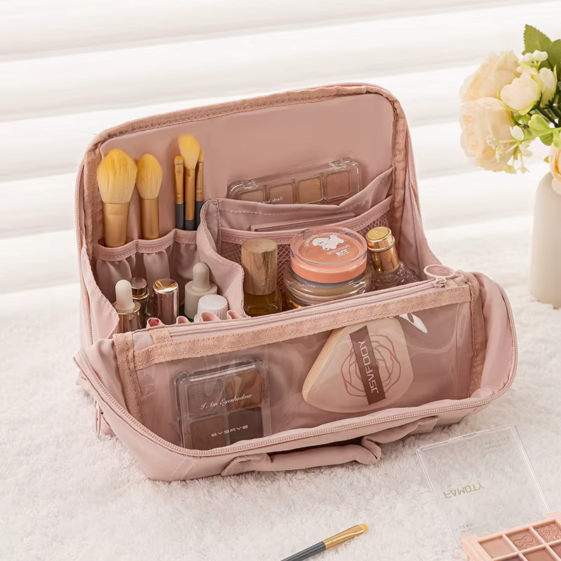 Trousse de Maquillage Verticale Grande Capacité, Sac de Voyage pour Articles de Toilette, Organisate