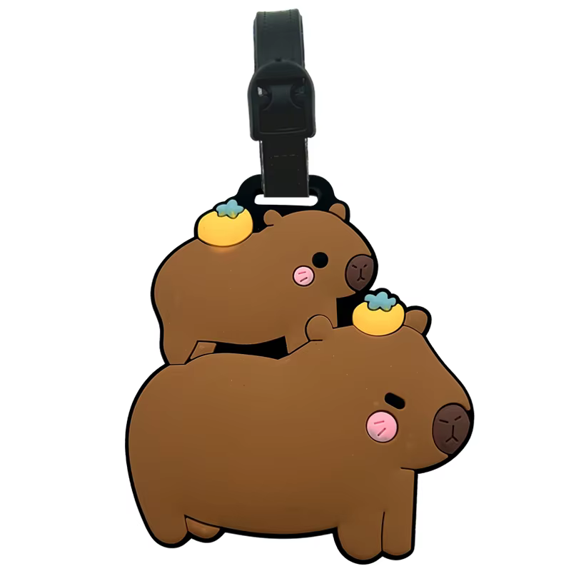 Accessoires de voyage, étiquettes de bagages, capybara de dessin animé, bagages en PVC, porte-carte 