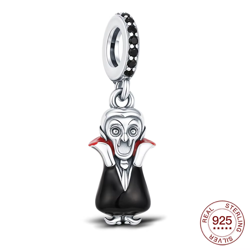 Pendentif Dracula Vampire en argent sterling 925, breloque perlée pour bracelet DIY, idéal pour la f