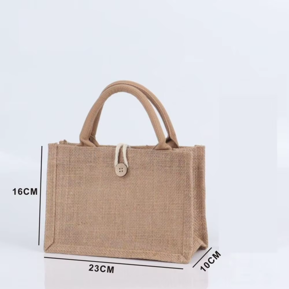 Sac fourre-tout en lin pour femmes, sac à cuillère à soupe de plage en toile de jute, sacs à main po