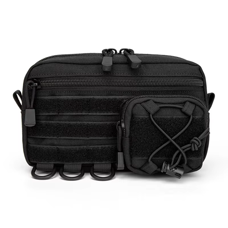 Pochette d'administration horizontale tactique Molle avec poche avant à cordon, pochette modulaire E