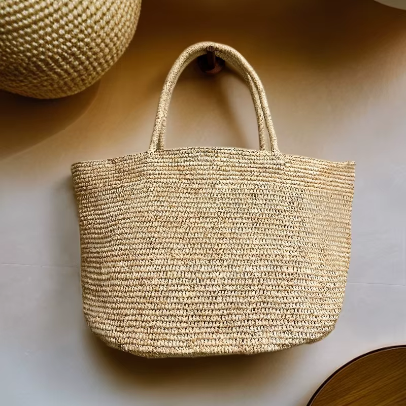 Sac à main en herbe de raphia grande capacité, sac tissé, sac fourre-tout pour femme, sac à bandouli