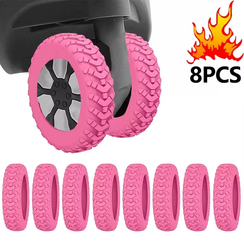 Protège-roues de valise 8 pièces, housses en silicone silencieuses et amortisseurs de bruit et d'imp