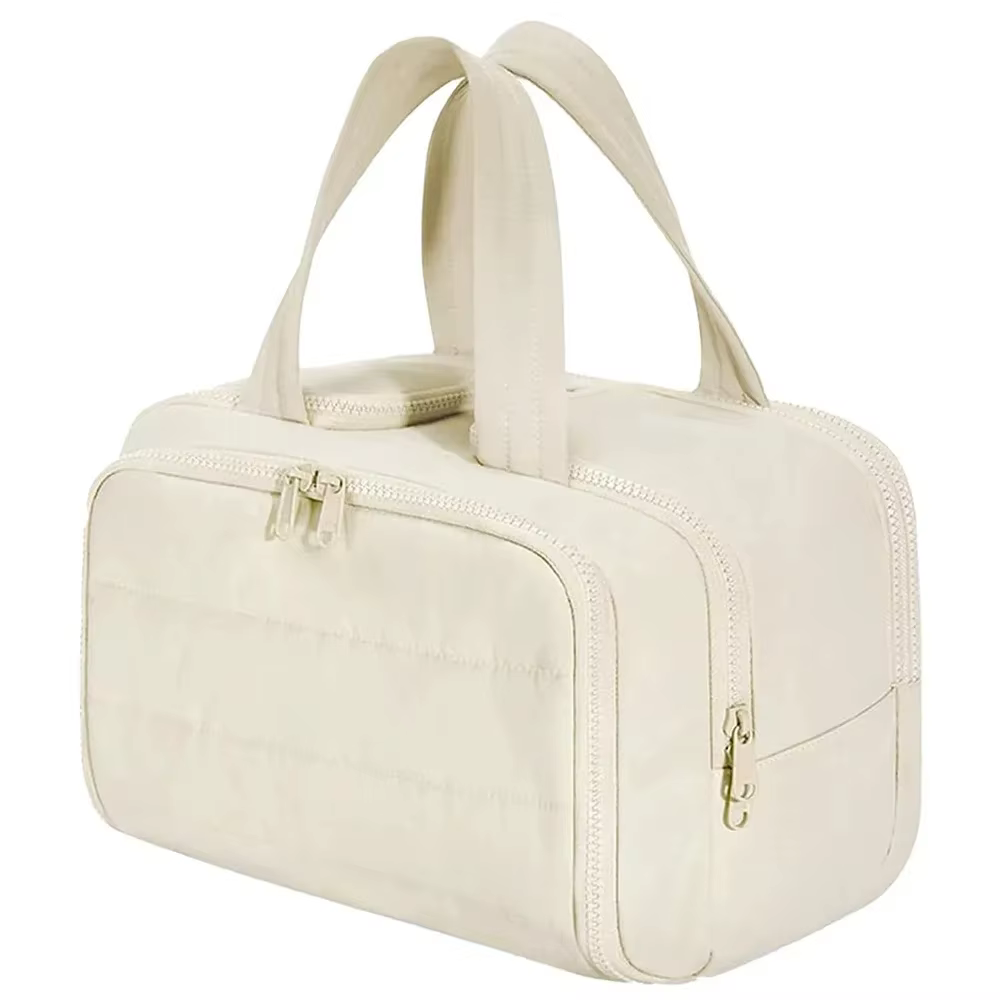Sac de toilette de voyage multi-poches à double ouverture latérale avec poignée confortable, accès f