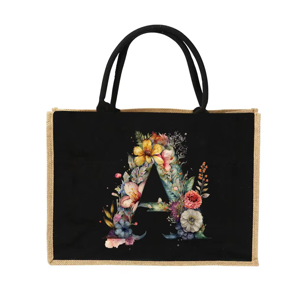 Nouveau sac Gunny de Protection de l'environnement, sac à bandoulière en lin, motif imprimé de lettr