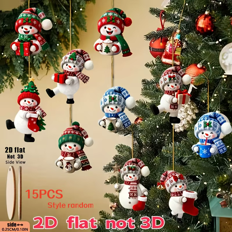 15 pièces dans un assortiment aléatoire de styles, bonhommes de neige de Noël dans différentes poses