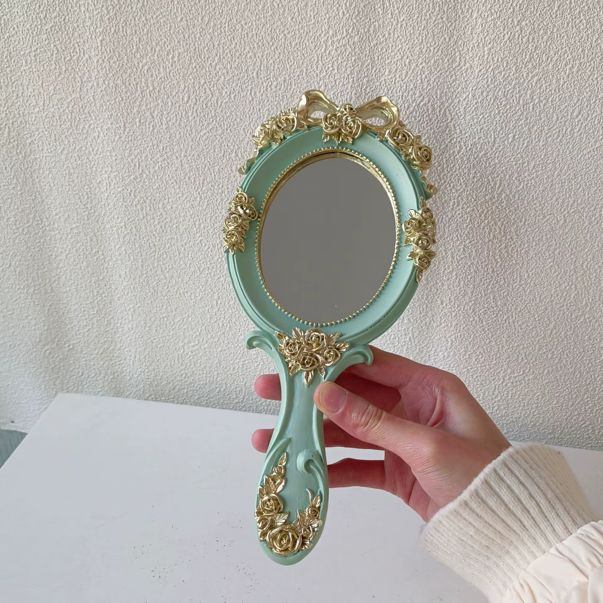 Miroir à main rétro de Style européen, miroir de maquillage Vintage, pour Salon de Spa, cosmétique, 