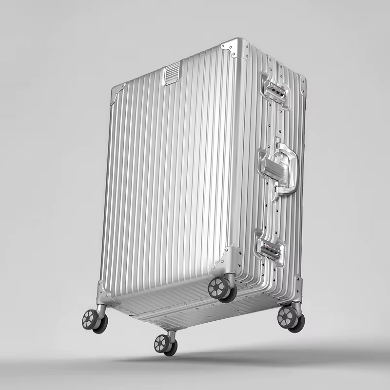 Valise en alliage d'aluminium et de magnésium, bagages roulants rétro, roues multidirectionnelles, é