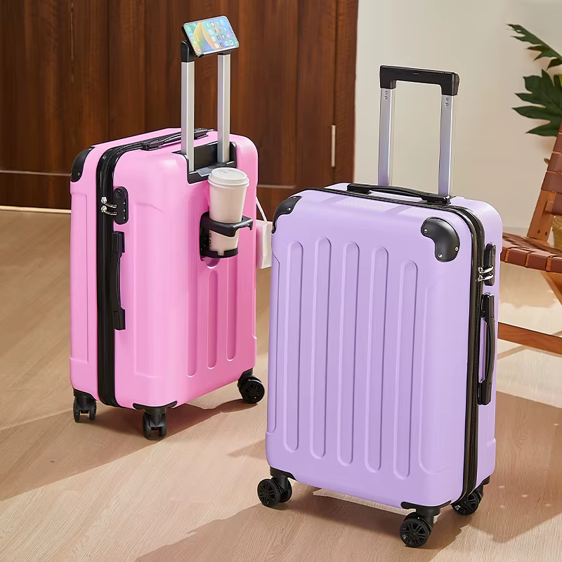 Valise à bagages de 20 à 28 pouces avec roulettes, sac de voyage avec porte-gobelet et support pour