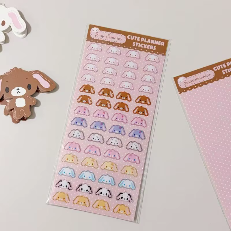 Autocollants transparents Kawaii Sugarbunnies pour décoration de coque de téléphone, récompense pour