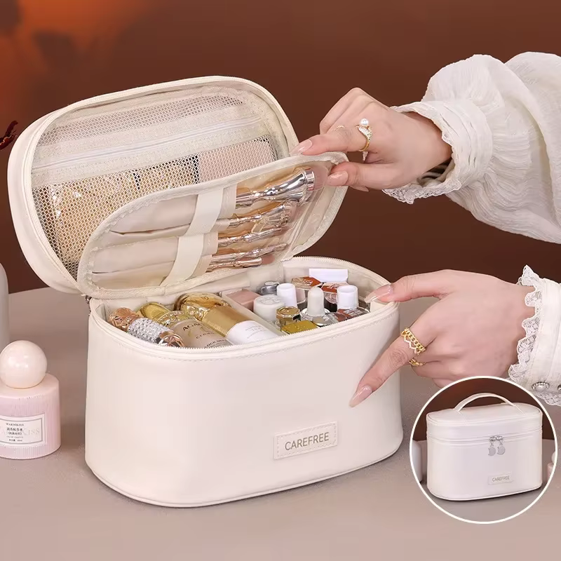 Trousse de maquillage multicouche pour femmes, organisateur de cosmétiques de voyage de grande capac