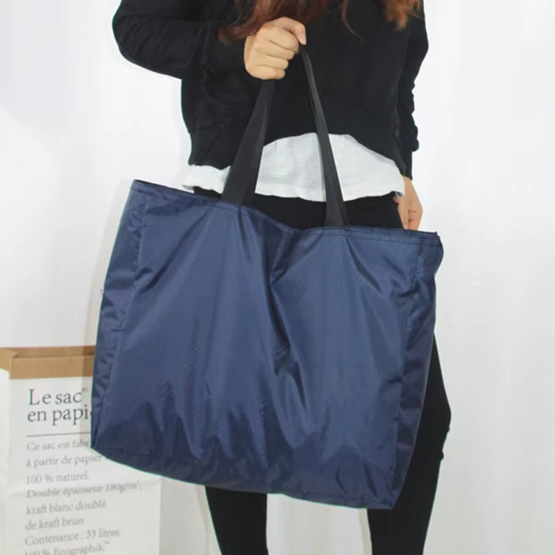 Sacs de courses couleur unie fermeture éclair grande capacité fourre-tout d'épicerie lavable réutili