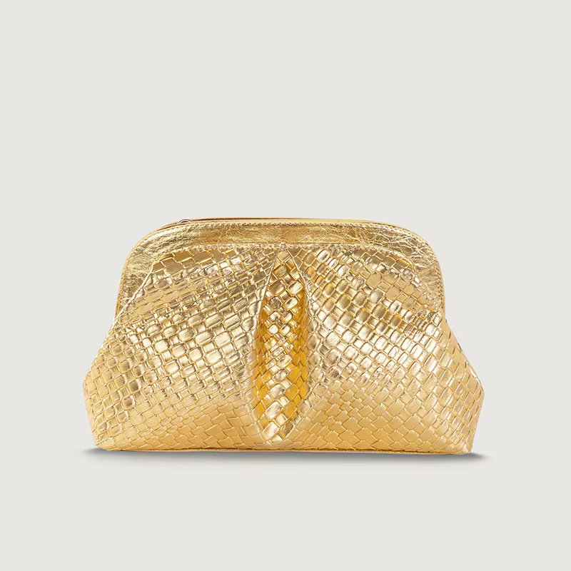 Sac à Texture tissée dorée de haute qualité, sac à bandoulière haut de gamme pour dîner et fête avec