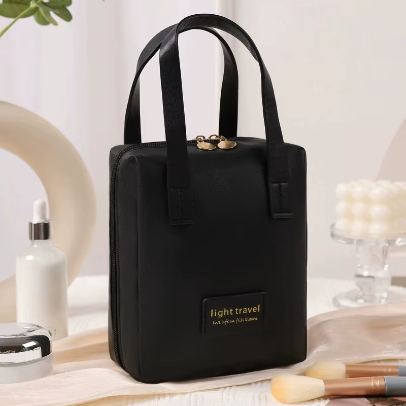 Trousse de maquillage de voyage, grande trousse de toilette, organiseur de voyage en cuir PU, pochet