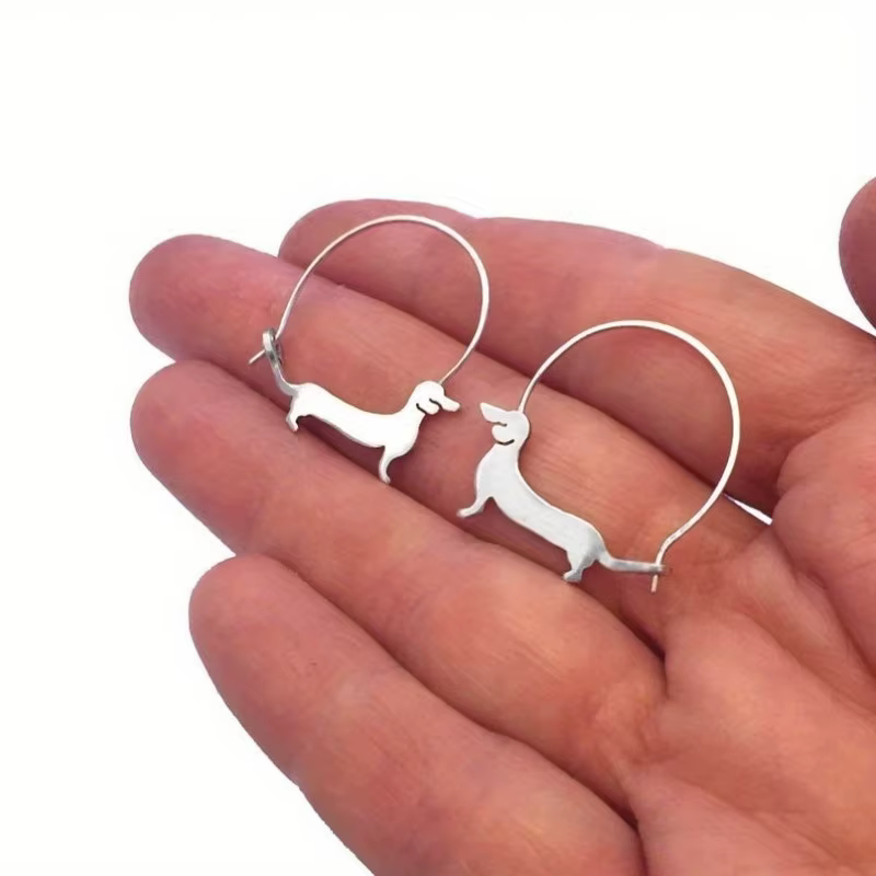 Boucles d'oreilles Dachshund Hoop pour les amoureux, cadeau de bijoux de chien de saucisse
