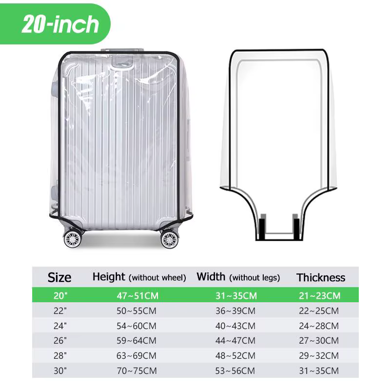 Housse de bagage transparente de voyage, imperméable et anti-poussière, en PVC, résistante à l'usure