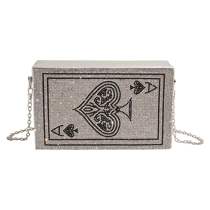 Designer Poker carte à jouer reine femmes cristal sac de soirée strass pochette fête Cocktail sac à 