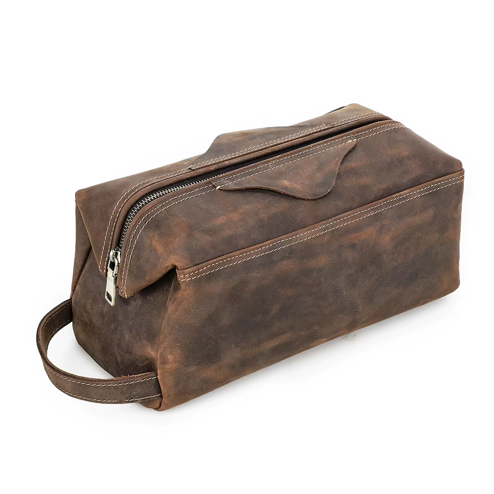 Trousse de toilette en cuir véritable pour hommes et femmes, sac à cosmétiques, trousse de toilette 
