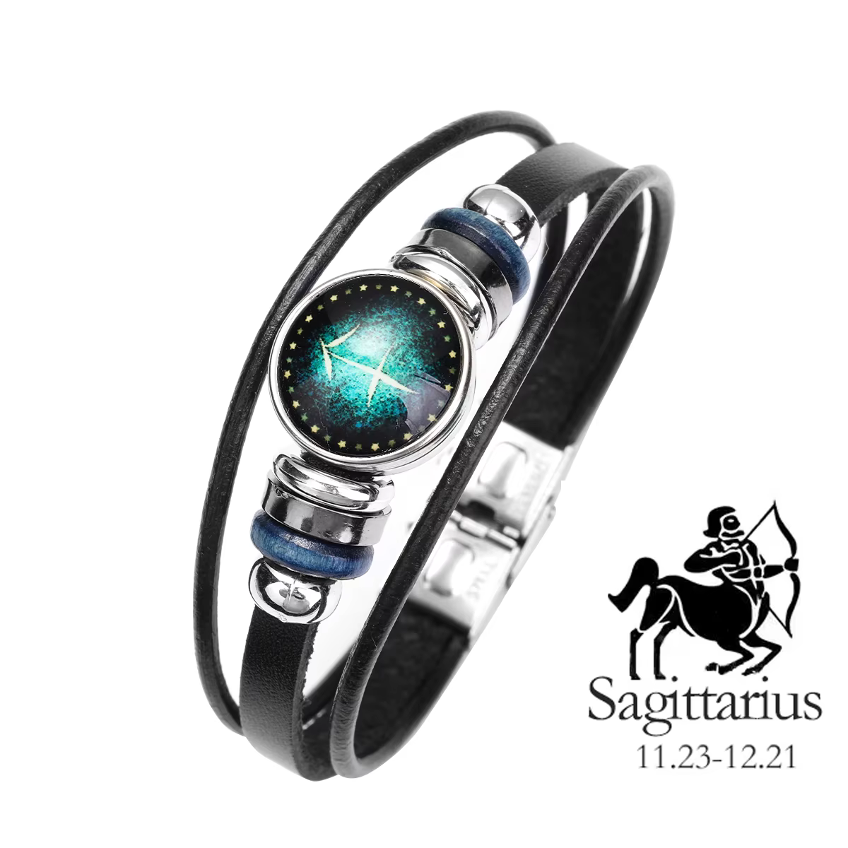 Bracelet en cuir enveloppé multicouche pour hommes et femmes, 12 constellations nous ont terminés, L