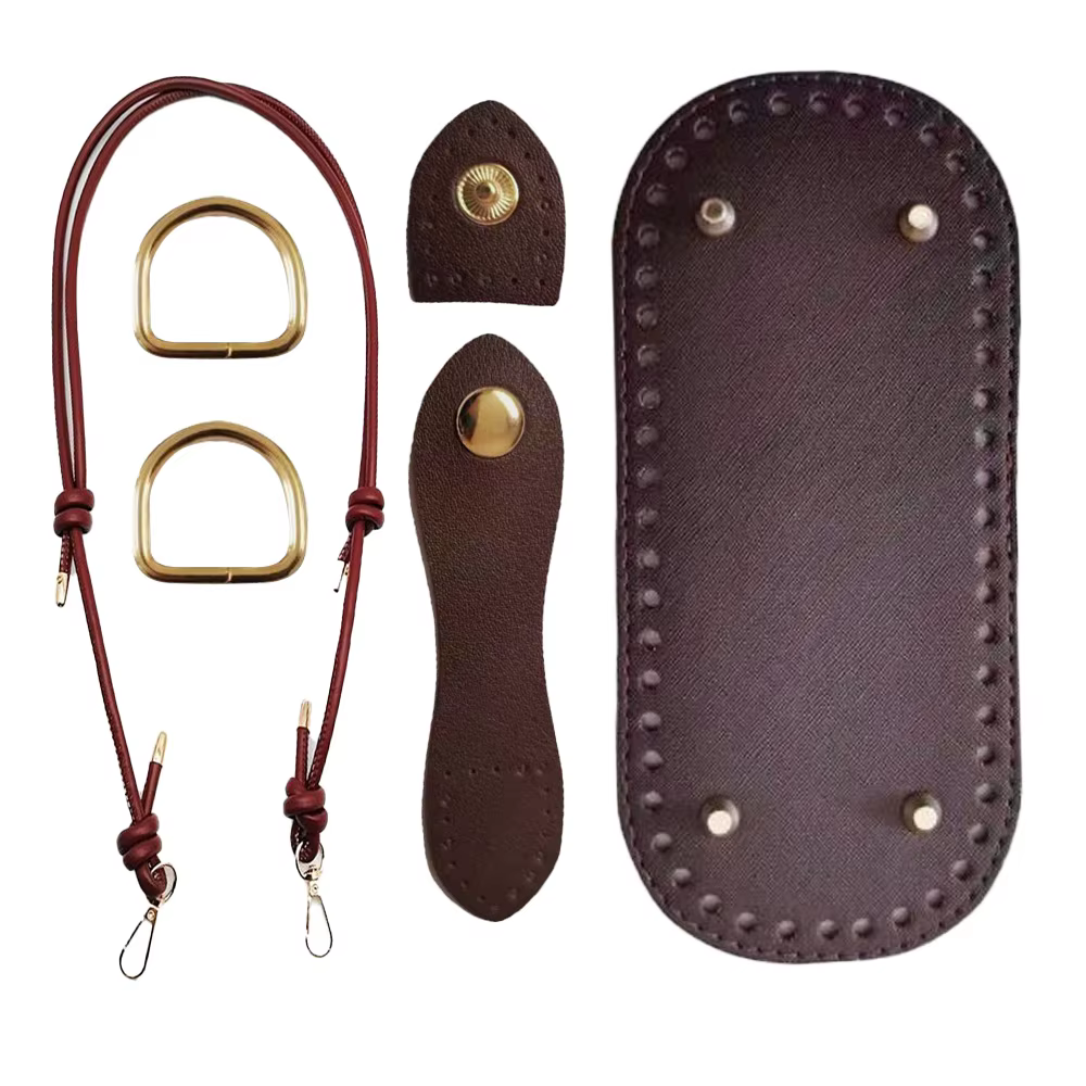 1 ensemble d'accessoires de bricolage pour sac en cuir PU multicolore à grain croisé, comprenant fon