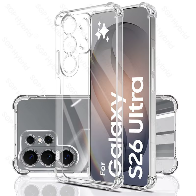 Coque S26 Ultra Anti-Jaunissement Transparente en Silicone Souple Antichoc avec Airbags de Protectio
