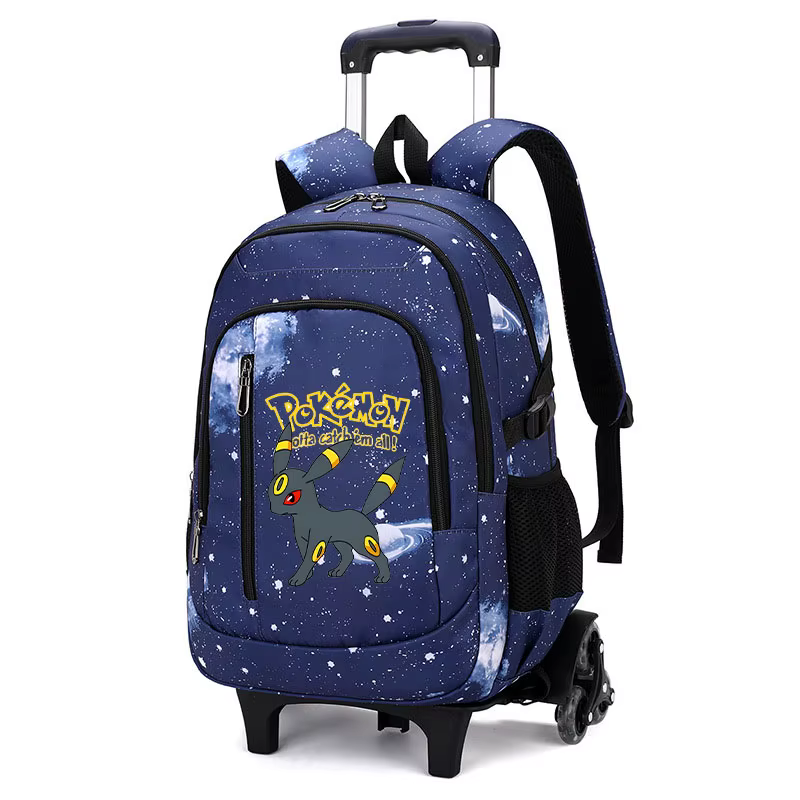 Sac à dos trolley 2-en-1 Pokémon 6 roues, motif ciel étoilé, grande capacité, imperméable, pour ordi