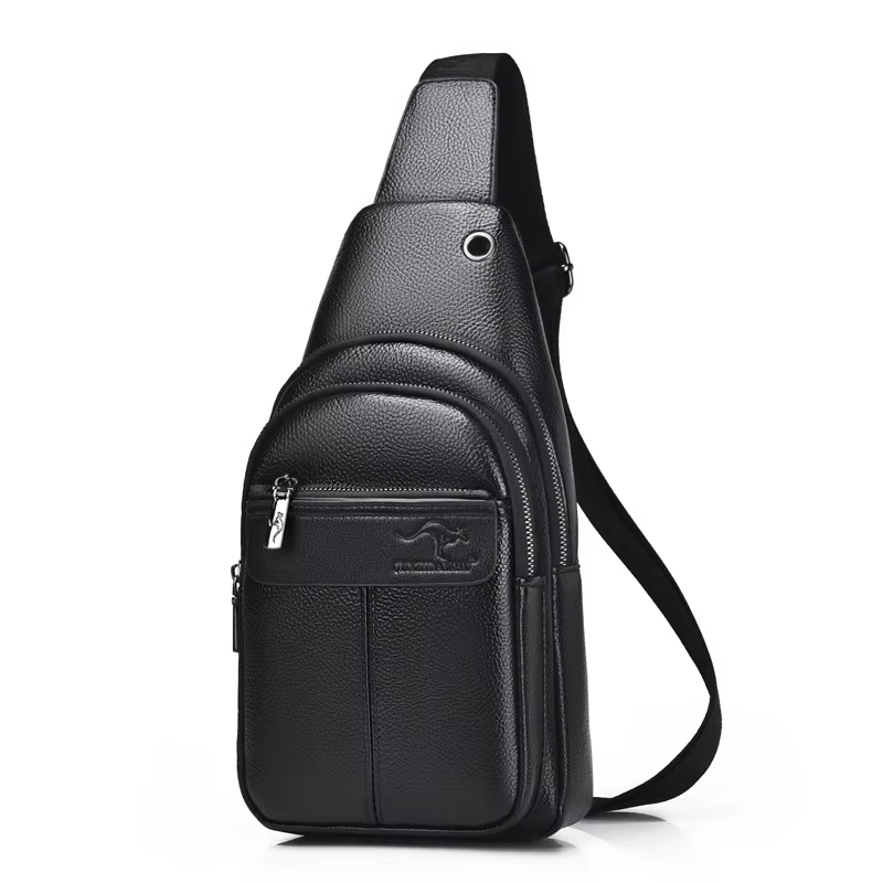 Sac de poitrine en cuir kangourou pour hommes, sac à bandoulière, sac messager, sac à bandoulière, m