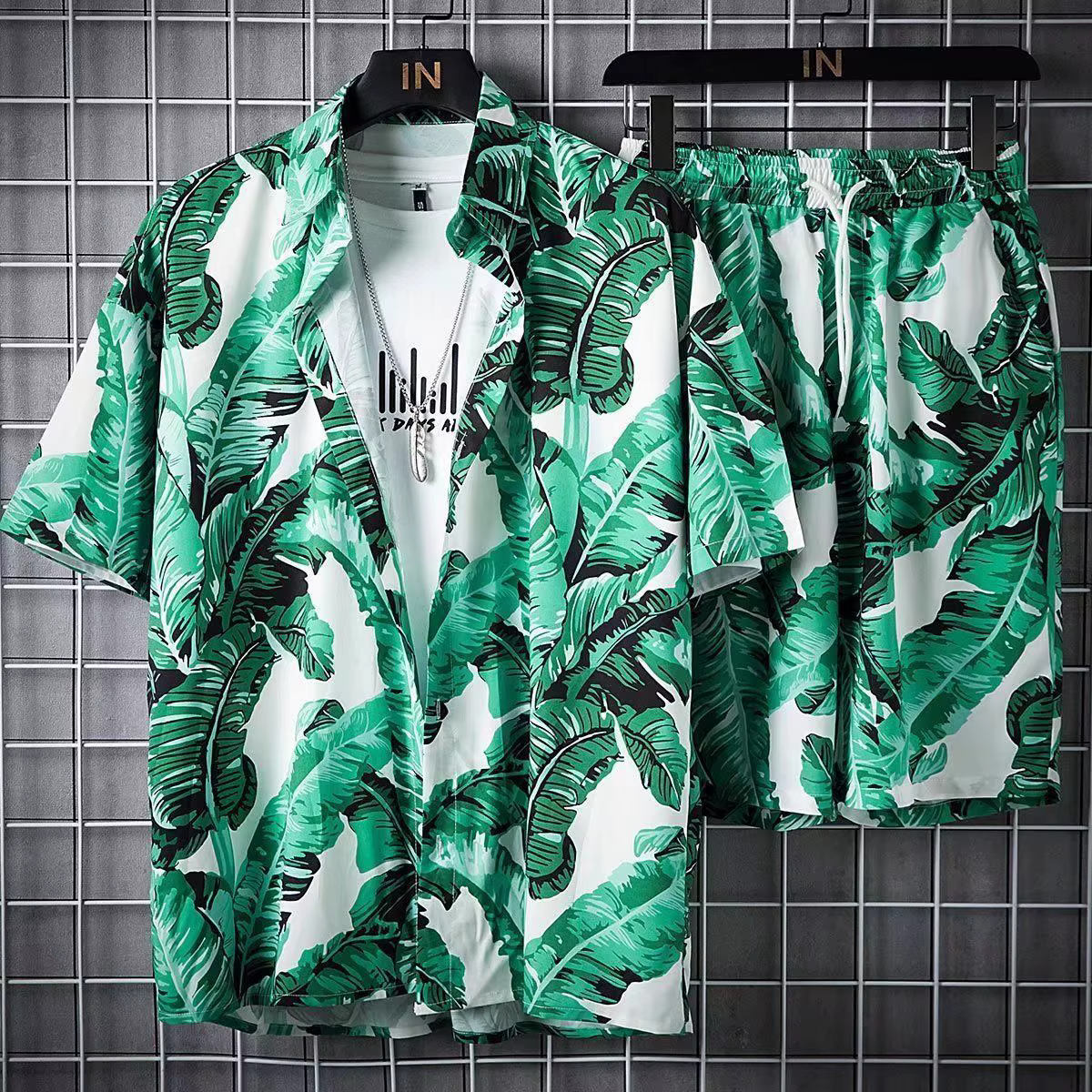 Vêtements de plage pour hommes, ensemble 2 pièces chemise et short hawaïens à séchage rapide, vêteme