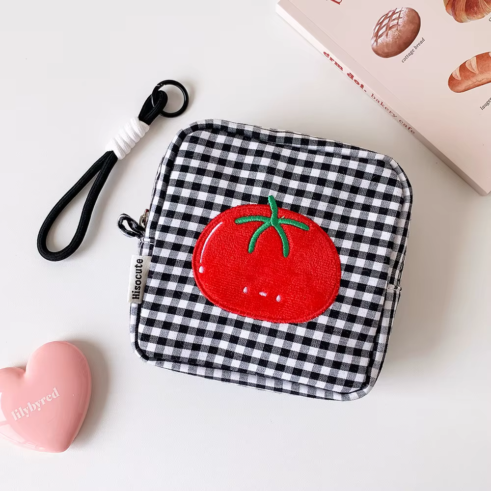 Trousse de Maquillage Carrée à Motif Tomate Cartoon, Grande Capacité, pour Filles, Sac de Voyage, Sa