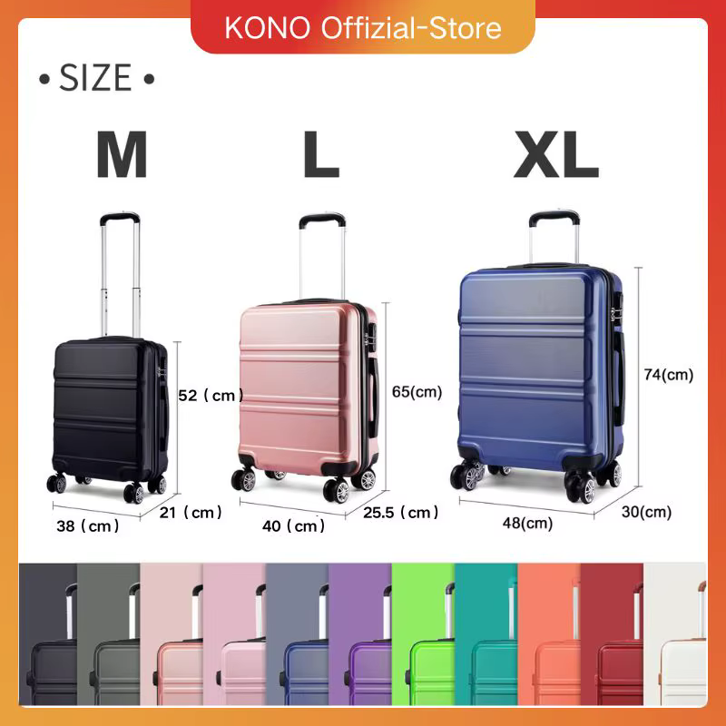KONO-Serrure TSA, valise (M/L/XL) TONO, étui rigide, chariots ABS légers à roues jumelles