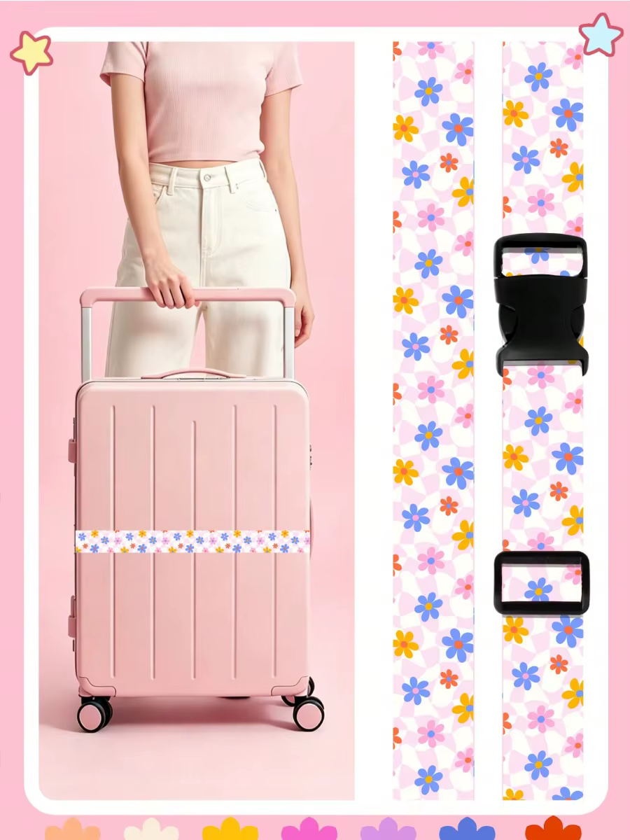 Sangle de bagage réglable pour valise, ceinture de voyage à imprimé mignon avec boucle, sangle de fi