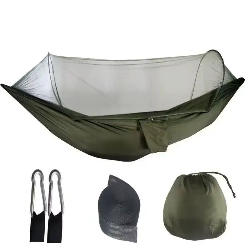 Hamac extérieur 250x120cm avec filet – Tissu de parachute léger pour le camping et les voyages