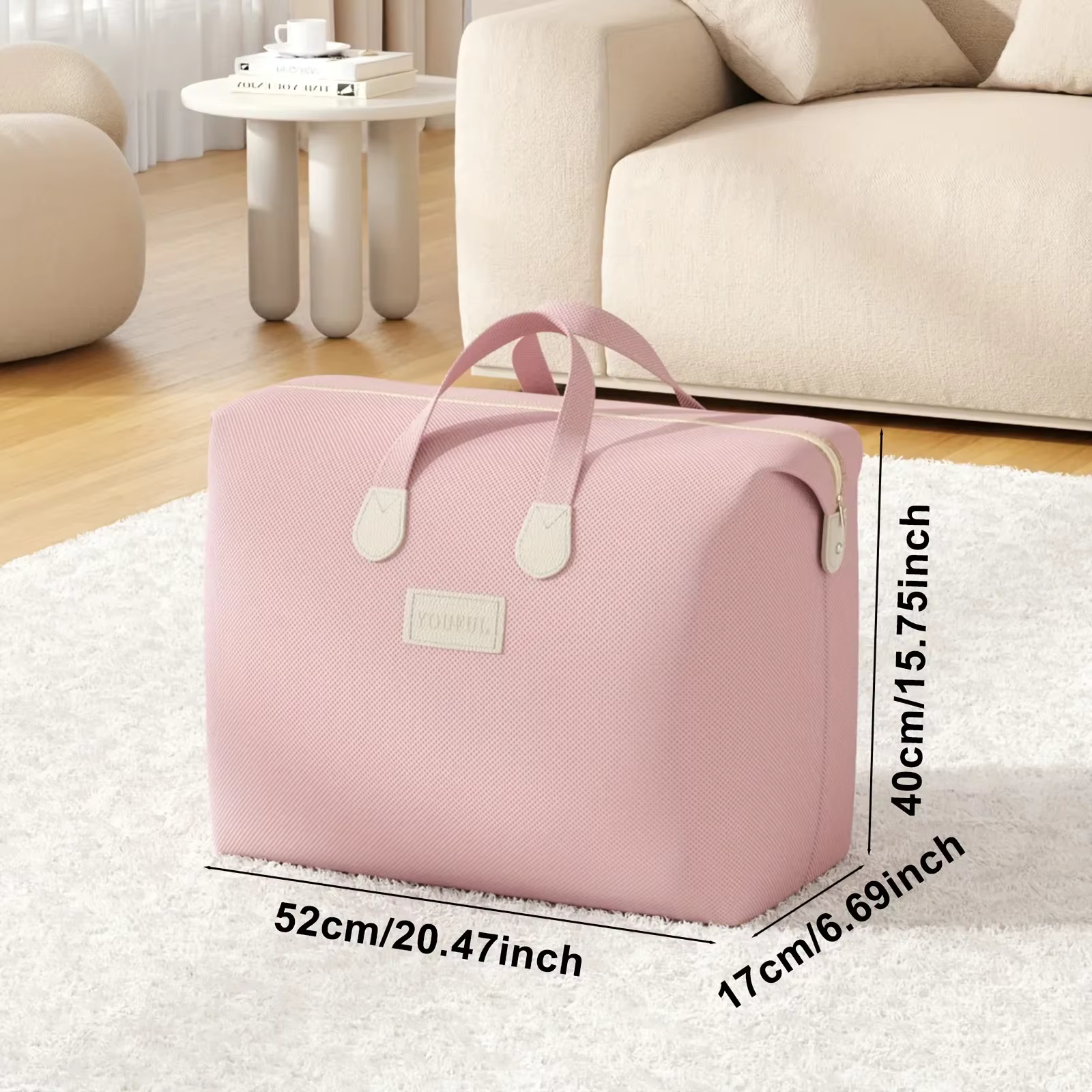 Sac polochon rose souple : parfait pour les voyages, les dortoirs étudiants ou le rangement à domici